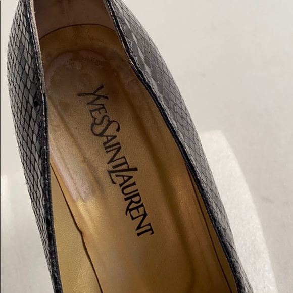 Yves Saint Laurent black snakeskin platform pumps - Picture 5 of 14